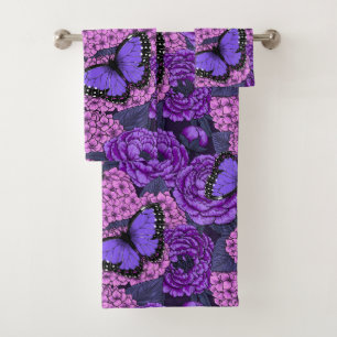 Blue morpho garden 2 bath towel set