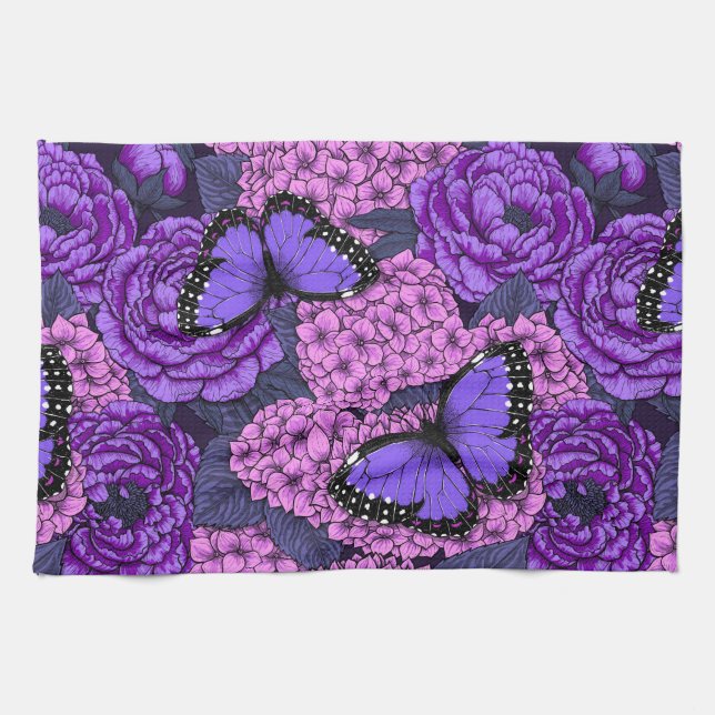 Blue morpho garden 2 tea towel (Horizontal)