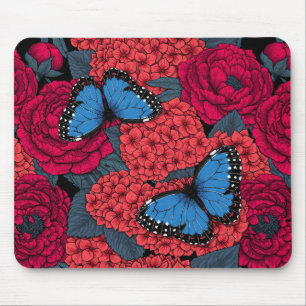 Blue morpho garden mouse mat
