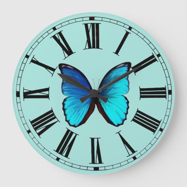 Blue Morpho Wall Clock (Front)