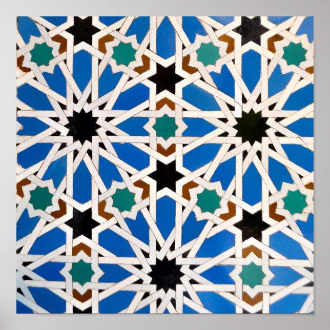 Blue Morrocan Mosaic Poster (Front)