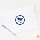 Blue Mortar, diploma Class of any year Graduation Classic Round Sticker (Envelope)
