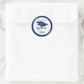 Blue Mortar, diploma Class of any year Graduation Classic Round Sticker (Bag)