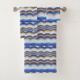 Blue Mosaic Bathroom Towel Set
