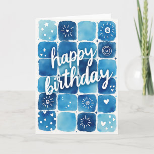Blue Mosaic Birthday Card
