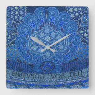 Blue Mosaic Detail, Germany Square Wall Clock