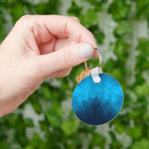 Blue Mosaic Geometric Pattern Key Ring