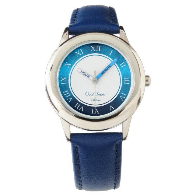 Blue Mosaic Geometric Pattern Watch (Front)
