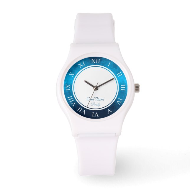 Blue Mosaic Geometric Pattern Watch (Front)
