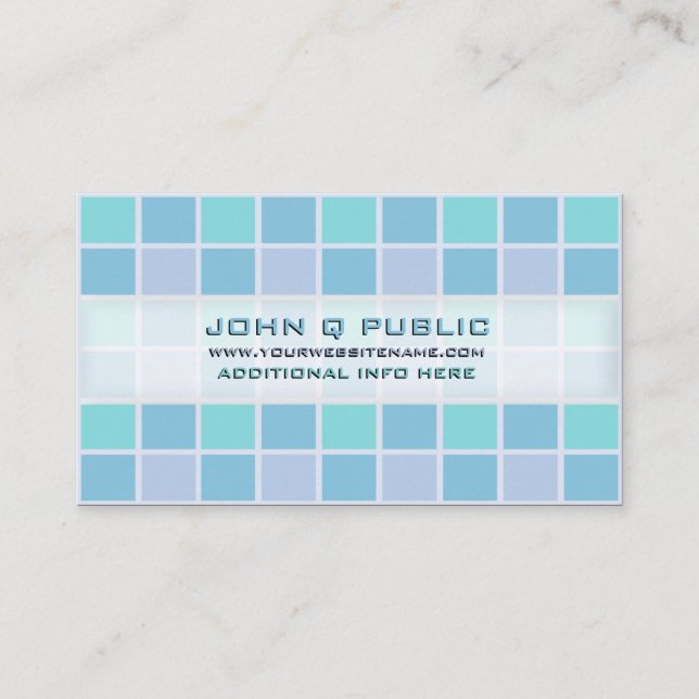 Blue Mosaic Grid Business Card (Front)
