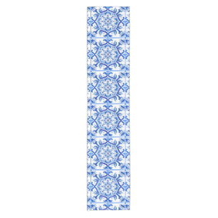 Blue Mosaic Italian baroque art Short Table Runner