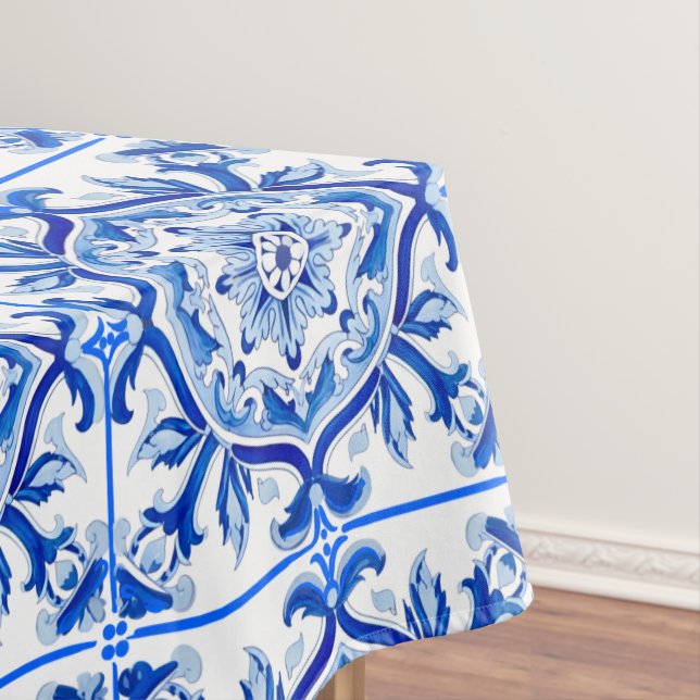 Blue Mosaic Italian baroque art Tablecloth (In Situ)