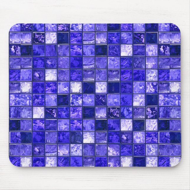 Blue mosaic pattern mouse mat (Front)