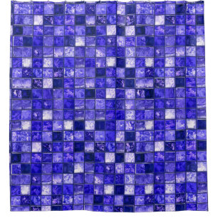 Blue mosaic pattern shower curtain