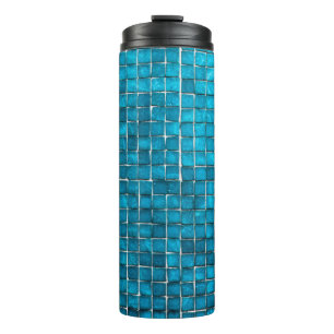 Blue mosaic pattern thermal tumbler