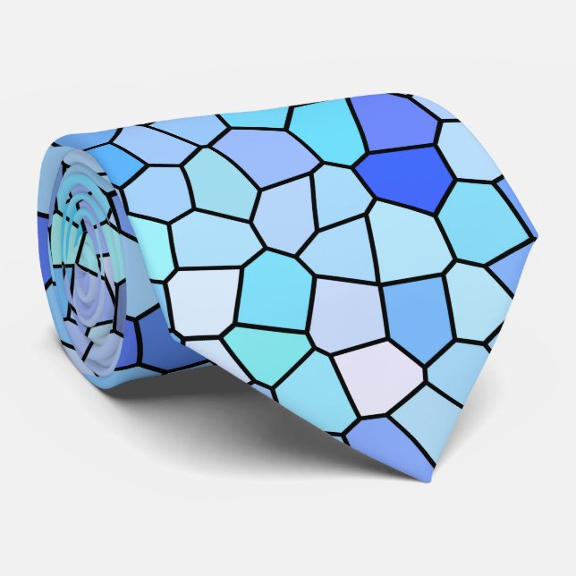 Blue Mosaic Pattern Tie (Rolled)