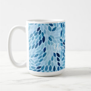 Blue Mosaic Petals Pattern Ceramic Mug