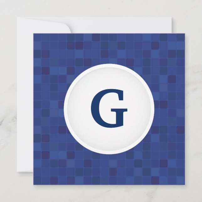 Blue mosaic pixel pattern personalised monogram  (Front)