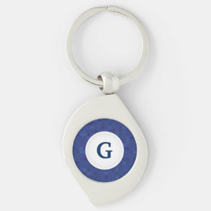 Blue mosaic pixel pattern personalised monogram  key ring