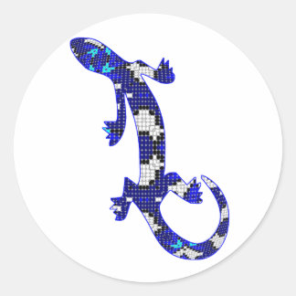 Blue Mosaic Snake Skin Lizard Classic Round Sticker