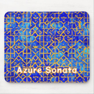 Blue Mosaic Tile Pattern Mousepad