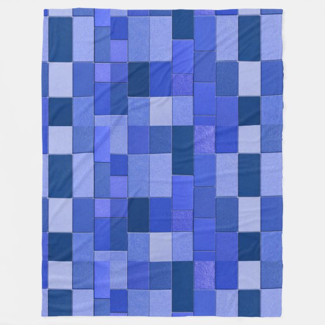 Blue mosaic tiles fleece blanket (Front)