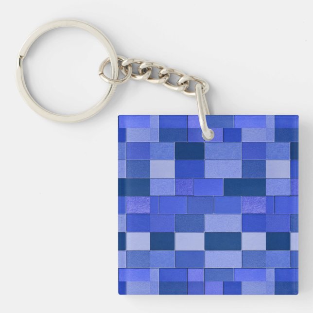 Blue mosaic tiles key ring (Front)