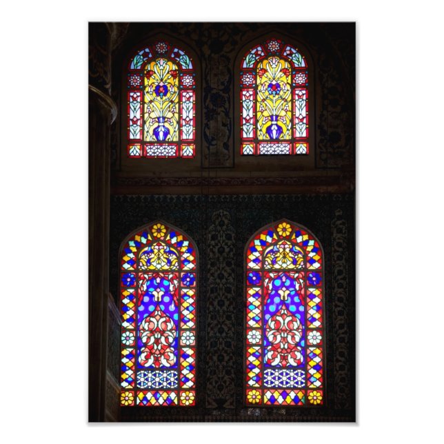 Blue Mosque Stained Glass Windows Photo Print (Front)