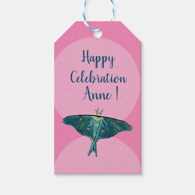 Blue Moth Butterfly Gift Tags (Front)