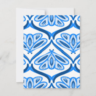 Blue Moth Butterfly Watercolor Looks White Pretty  Card