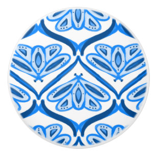 Blue Moth Butterfly Watercolor Looks White Pretty Ceramic Knob