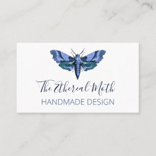 Blue Moth On White Handmade Business Card
