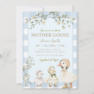 Blue Mother Goose Baby Shower Gender Boy Invitation