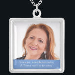 Blue Mother of Bride Photo Wedding Day Memorial Silver Plated Necklace<br><div class="desc">Wear this beautiful Mother of the Bride photo memorial necklace on your wedding day to feel the love you shared with her and keep her close on your special day. Add your own special text, or, use the wording as shown "We know you would be here today if Heaven weren't...</div>