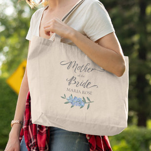 Blue Mother of the Bride Floral Personalised Large Tote Bag