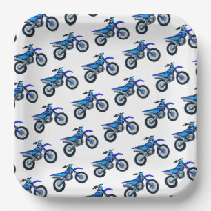 Blue Motocross Dirt Bike Birthday Party Paper Plate