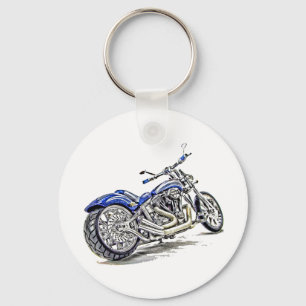 Blue Motorcycle HDR Key Ring