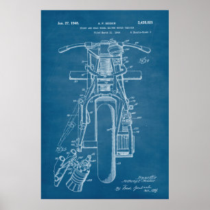 Blue Motorcycles Patent Poster