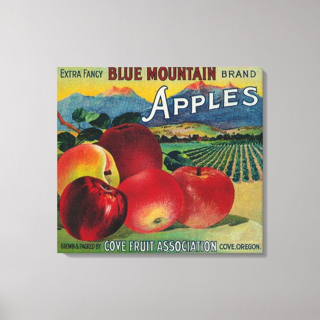 Blue Mountain Apple Crate LabelCove, OR Canvas Print (Front)