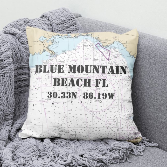 Blue Mountain Beach FL Nautical Chart CUSTOM ORDER Cushion (Creator Uploaded)