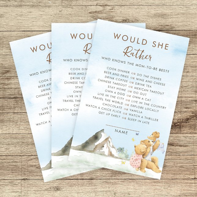 Blue Mountain Bear Family Would She Rather Game (Creator Uploaded)