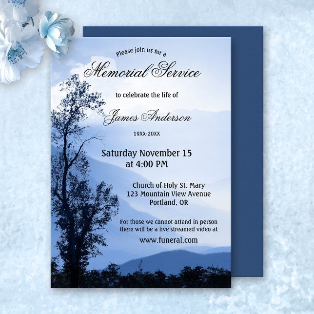 Blue Mountain Funeral Memorial Service Invitation (Creator Uploaded)
