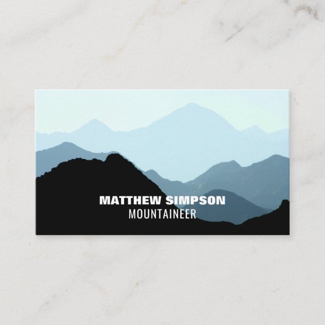 Blue Mountain Landscape, Hiking and Climbing Business Card (Front)