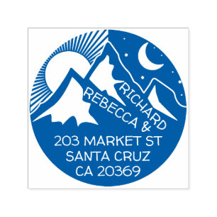 Blue Mountain Landscape Silhouette Return Address Self-inking Stamp