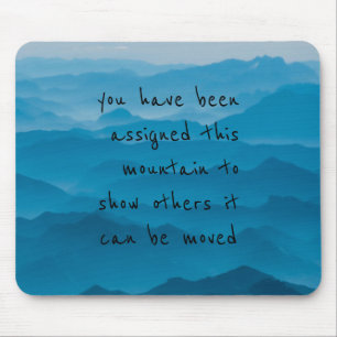 blue mountain nature landscape quote artsy mouse mat