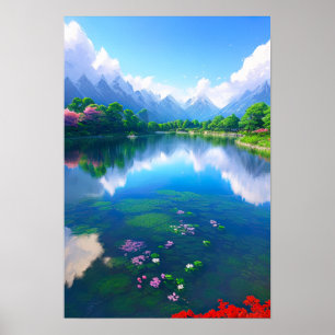 Blue Mountain Oasis Poster