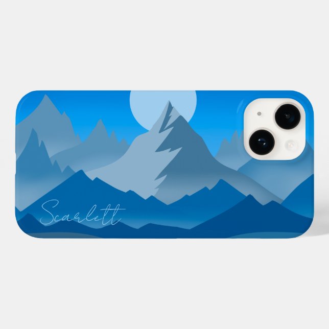 Blue Mountain Peaks Landscape Illustration Case-Mate iPhone Case (Back (Horizontal))