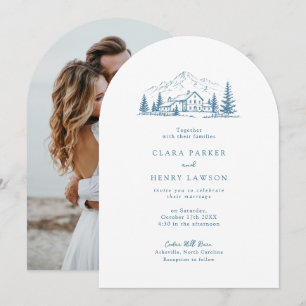 Blue Mountain Pine Winter Wedding Invitation
