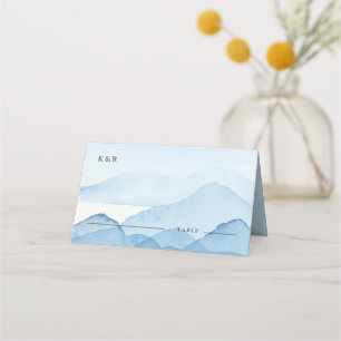 Blue Mountain Range Landscape Wedding Place Card