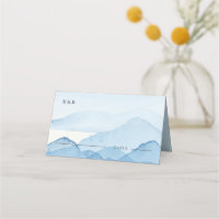 Blue Mountain Range Landscape Wedding Place Card